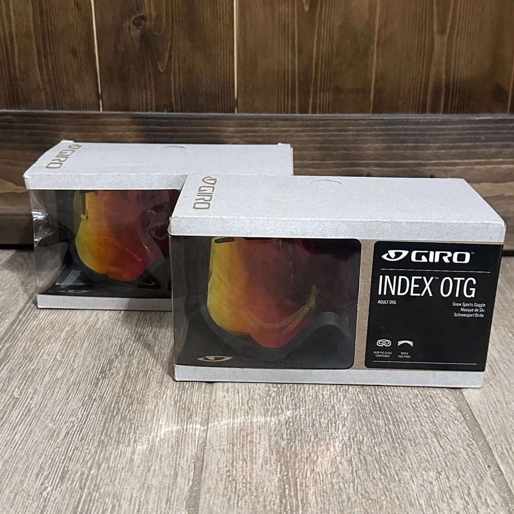 2 Giro Index 2.0 OTG Snow‎ Goggles Black Frame Vivid Ember Lens - New with Box